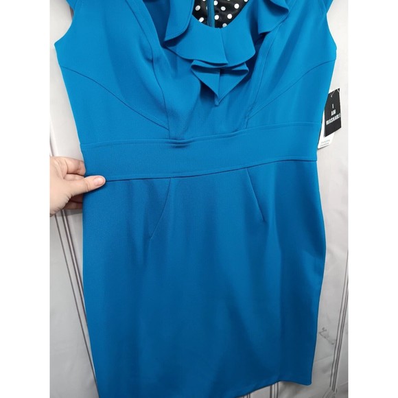 NWT Sandra Darren Dress Women's Size 10 Sheath Stretch Ruffle Neckline Blueberry - Picture 9 of 16